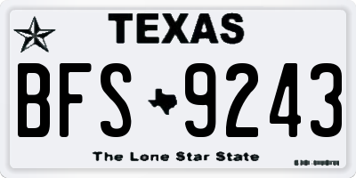 TX license plate BFS9243