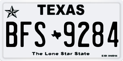 TX license plate BFS9284