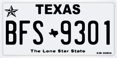 TX license plate BFS9301