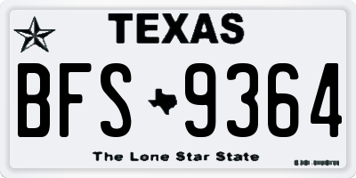 TX license plate BFS9364