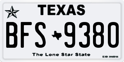 TX license plate BFS9380