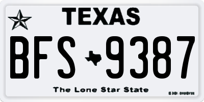 TX license plate BFS9387