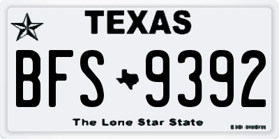 TX license plate BFS9392