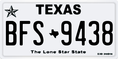 TX license plate BFS9438