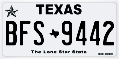 TX license plate BFS9442