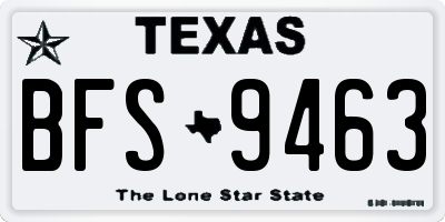 TX license plate BFS9463