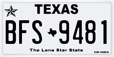 TX license plate BFS9481