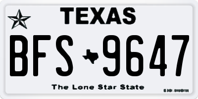 TX license plate BFS9647