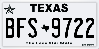 TX license plate BFS9722