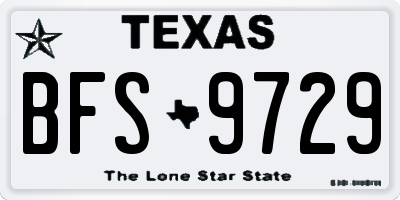 TX license plate BFS9729