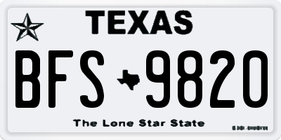 TX license plate BFS9820