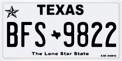 TX license plate BFS9822