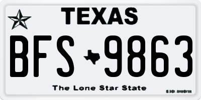 TX license plate BFS9863