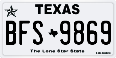 TX license plate BFS9869