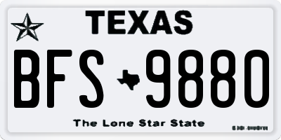 TX license plate BFS9880
