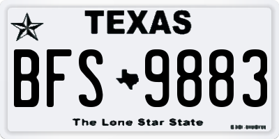 TX license plate BFS9883