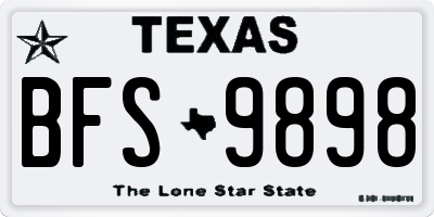 TX license plate BFS9898