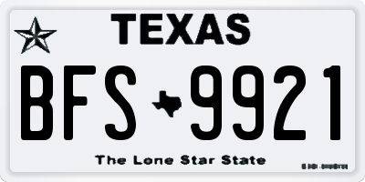 TX license plate BFS9921