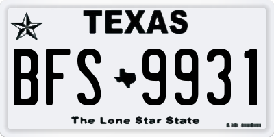 TX license plate BFS9931