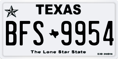 TX license plate BFS9954