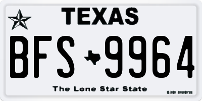 TX license plate BFS9964