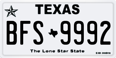 TX license plate BFS9992