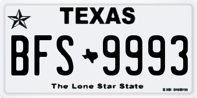 TX license plate BFS9993