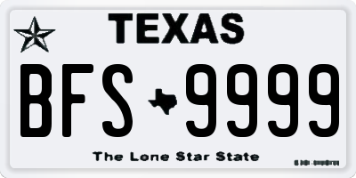 TX license plate BFS9999