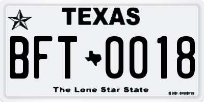 TX license plate BFT0018