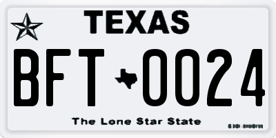 TX license plate BFT0024