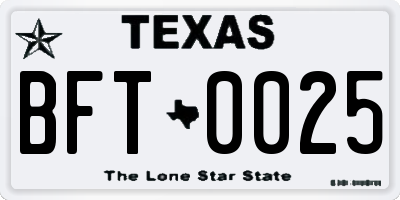 TX license plate BFT0025