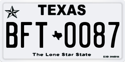 TX license plate BFT0087