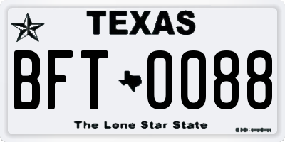 TX license plate BFT0088