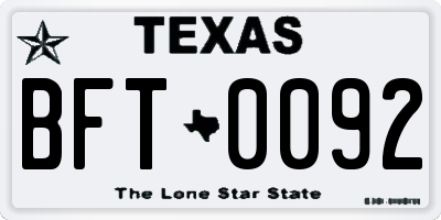 TX license plate BFT0092