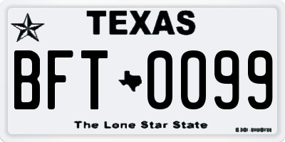 TX license plate BFT0099