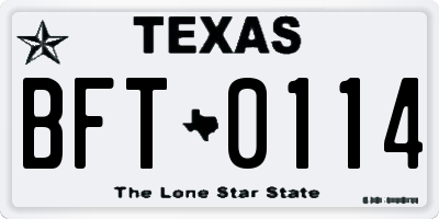 TX license plate BFT0114