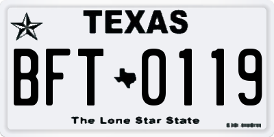 TX license plate BFT0119