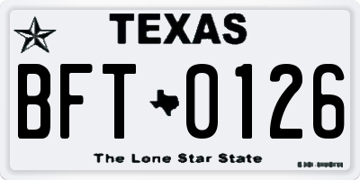 TX license plate BFT0126
