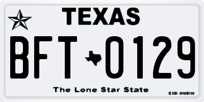 TX license plate BFT0129