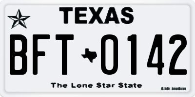 TX license plate BFT0142