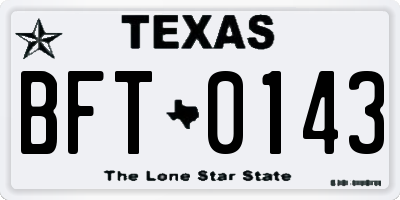 TX license plate BFT0143