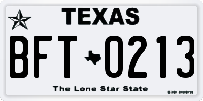 TX license plate BFT0213