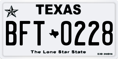 TX license plate BFT0228