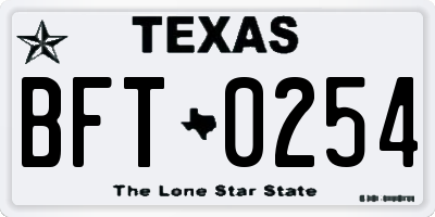 TX license plate BFT0254