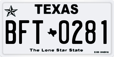 TX license plate BFT0281