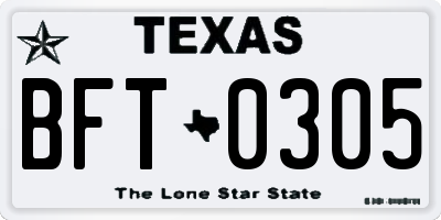 TX license plate BFT0305