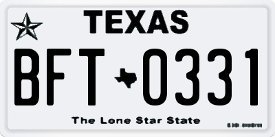 TX license plate BFT0331