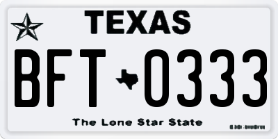TX license plate BFT0333