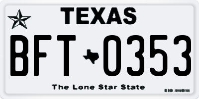 TX license plate BFT0353