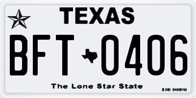 TX license plate BFT0406